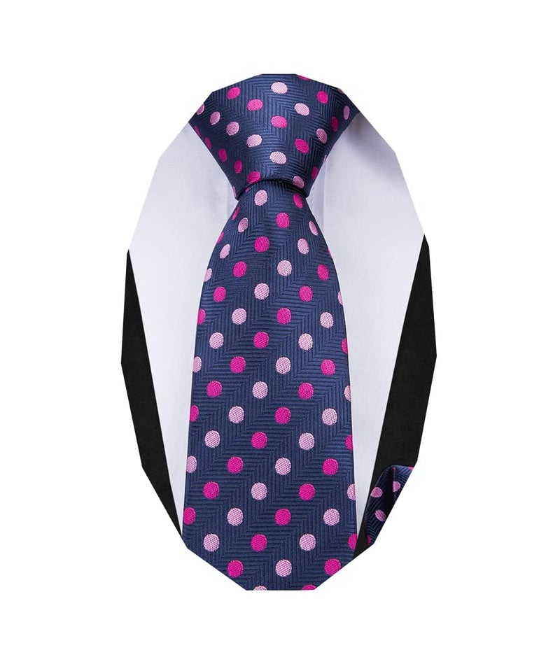 Dubulle Boys Purple Pink Dot Ties Self Tie Silk Kids Necktie and Pocket Square Set for Age 8-11 - Image 1